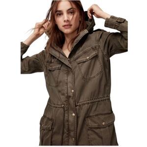 Talula olive green military utility hooded jacket XS
